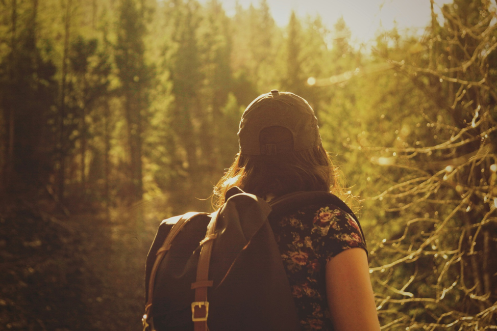 woman hiking in nature Kelowna during sunrise